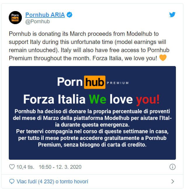 Pornhub marketingový ťah pre Taliansko