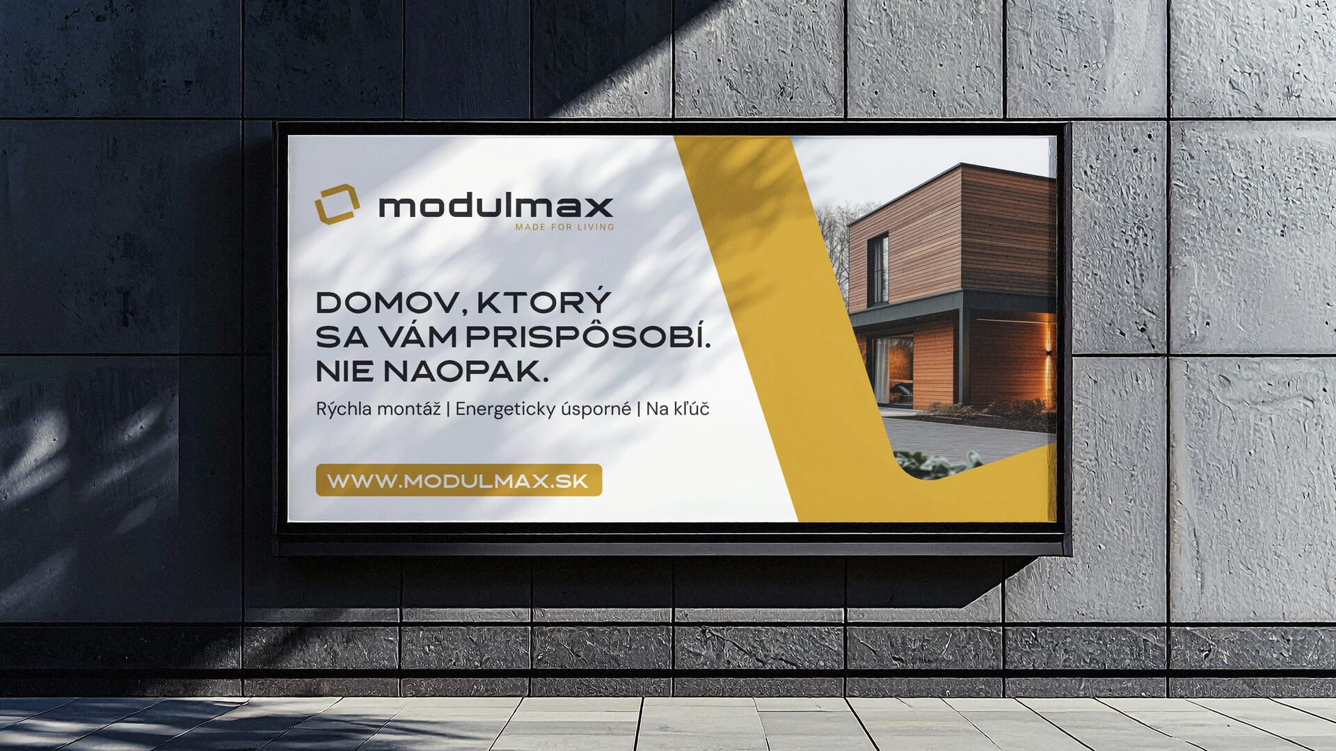 Billboard MODULMAX s vizuálom modulového domu – Domov, ktorý sa vám prispôsobí
